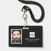 Badge Logo d'entreprise | Nom de la photo Code-barres Em (Face avec cordon)