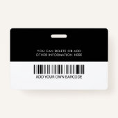 Badge Logo d'entreprise | Nom de la photo Code-barres Em (Dos)