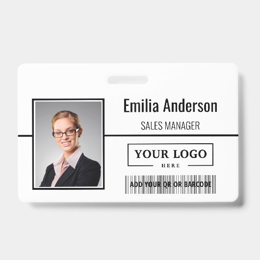 Badge Logo d'entreprise personnalisé Code à barres - Pho (Avant)