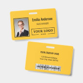 Badge Logo d'entreprise personnalisé Code à barres - Pho (Avant & arrière)