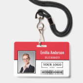 Badge Logo d'entreprise personnalisé Code à barres - Pho (Avant avec lanière)