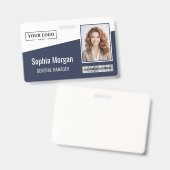 Badge Logo d'entreprise personnalisé Code à barres Photo (Avant & arrière)