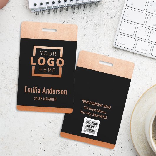 Badge Logo d'entreprise personnalisé Copper Code-barres