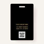 Badge Logo d'entreprise personnalisé Gold Code-barres de (Dos)