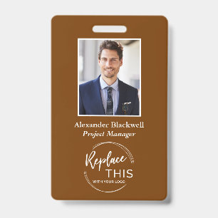 Badge Logo d'entreprise personnalisé Headshot Orange brû