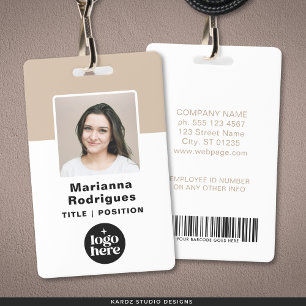Badge Logo d'entreprise personnalisé Photo Code-barres C