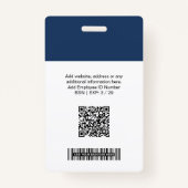 Badge Logo d'entreprise personnalisé, photo, code Qr bar (Dos)