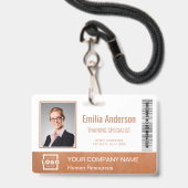 Badge Logo d'entreprise personnalisé Photo de l'employé  (Avant avec lanière)