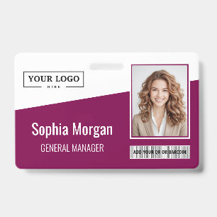 Badge Logo d'entreprise personnalisé Photo Employé Rouge
