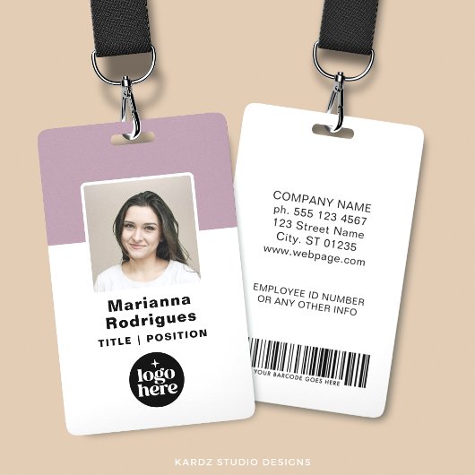 Badge Logo d'entreprise Photo Code-barres Carte d'identi
