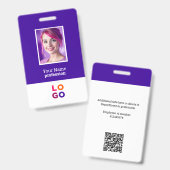 Badge Logo d'entreprise, Photo, Code QR, Carte d'identit (Avant & arrière)