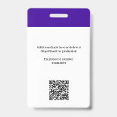 Badge Logo d'entreprise, Photo, Code QR, Carte d'identit (Arrière)