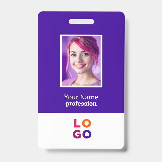 Badge Logo d'entreprise, Photo, Code QR, Carte d'identit (Avant)