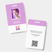 Badge Logo d'entreprise, Photo, Code QR, Nom ID (Avant & arrière)
