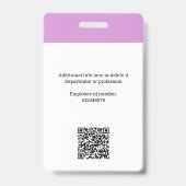 Badge Logo d'entreprise, Photo, Code QR, Nom ID (Arrière)