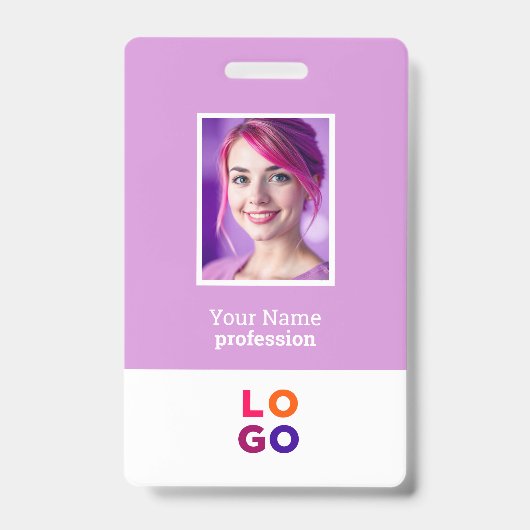 Badge Logo d'entreprise, Photo, Code QR, Nom ID (Avant)