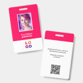 Badge Logo d'entreprise, Photo, Code QR, Nom ID (Avant & arrière)