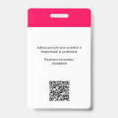 Badge Logo d'entreprise, Photo, Code QR, Nom ID (Arrière)