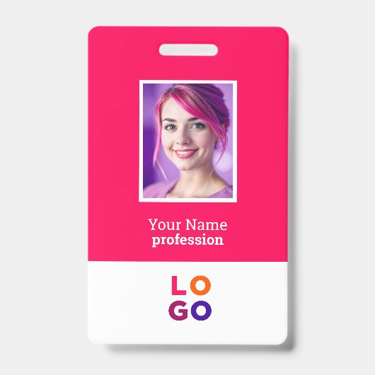 Badge Logo d'entreprise, Photo, Code QR, Nom ID (Avant)