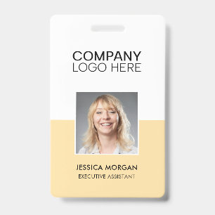 BADGE LOGO D'ENTREPRISE PHOTO D'EMPLOYÉ JAUNE CLAIR