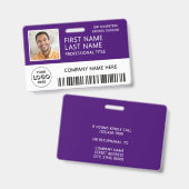 Badge Logo d'entreprise Photo d'identité Code-barres Nom (Avant & arrière)