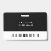 Badge Logo d'entreprise Photo ID Code-barres Noir Nom (Arrière)