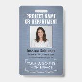 Badge Logo d'entreprise Photo ID Code-barres QR Bleu pou (Avant)