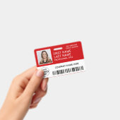 Badge Logo d'entreprise Photo ID Code-barres Rouge Nom (Manuel / portable)