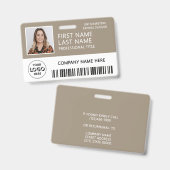 Badge Logo d'entreprise Photo ID Code-barres Tan Nom (Avant & arrière)