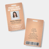 Badge Logo d'entreprise Photo ID Code QR Barcode Faux Cu (Avant & arrière)