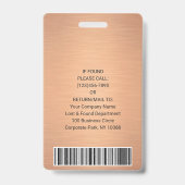 Badge Logo d'entreprise Photo ID Code QR Barcode Faux Cu (Arrière)