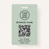 Badge Logo d'entreprise QR Code Sage Green (Dos)