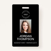 Badge Logo d'entreprise simple code QR photo de l'employ (Devant)