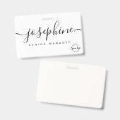 Badge Logo d'entreprise simple Nom de script personnalis (Recto et verso)