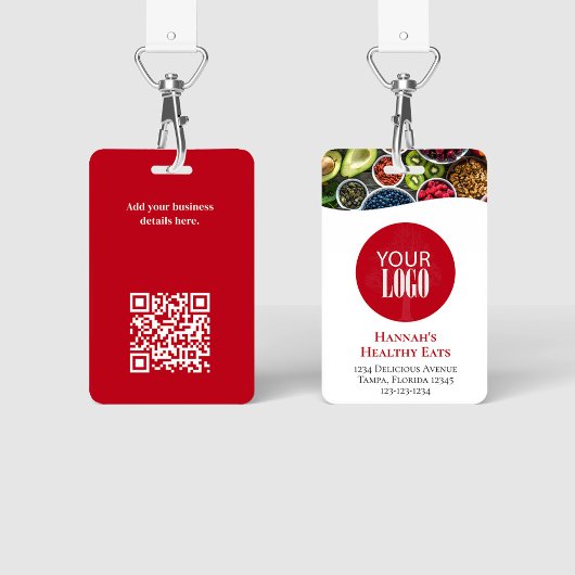Badge Logo d'entreprise simple photo QR Code rouge