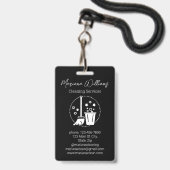 Badge logo des services de nettoyage simple noir chic (Face avec cordon)