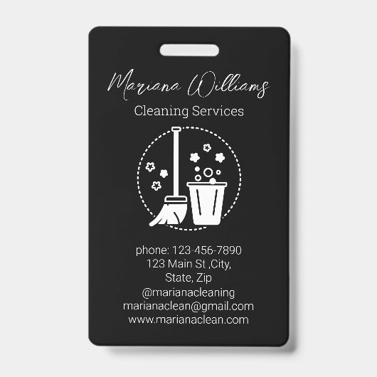 Badge logo des services de nettoyage simple noir chic (Face)