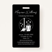 Badge logo des services de nettoyage simple noir chic (Devant)