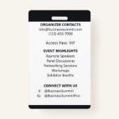 Badge Logo d'événements personnalisé moderne Identificat (Dos)