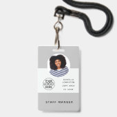 Badge Logo d'ID photo de l'employé moderne | QR Barcode (Avant avec lanière)