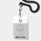 Badge Logo d'ID photo de l'employé moderne | QR Barcode (Arrière avec lanière)