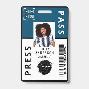 Badge Logo d'ID photo du Passe-Média Personnalisé   Bleu