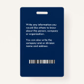 Badge Logo d'identification de nom d'employé personnalis (Dos)