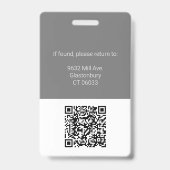 Badge Logo d'identification photo de l'employé professio (Dos)