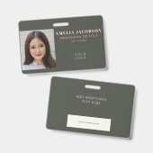 Badge Logo d'identification photo de l'employé rose simp (Front & Back)
