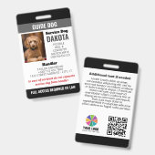 Badge Logo du chien du guide noir Code QR Code photo (Avant & arrière)