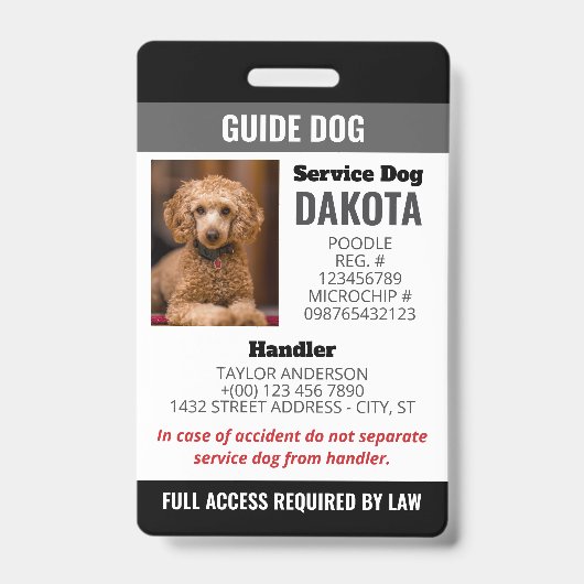 Badge Logo du chien du guide noir Code QR Code photo (Avant)