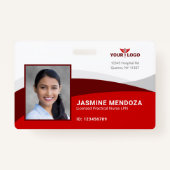 Badge Logo du Modèle horizontal rouge Nom de l'employé I (Devant)