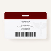 Badge Logo du Modèle horizontal rouge Nom de l'employé I (Dos)
