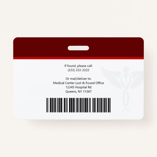Badge Logo du Modèle horizontal rouge Nom de l'employé I (Dos)